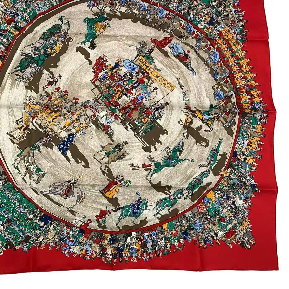 Hermes Carre 90 Cirque Molier Scarf Silk Red — view 6
