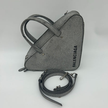Balenciaga Silver Glitter Shoulder Bag Triangle — view 3
