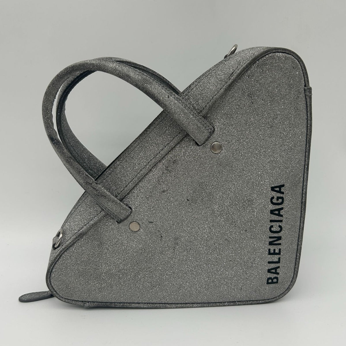 Balenciaga Silver Glitter Shoulder Bag Triangle — view 4