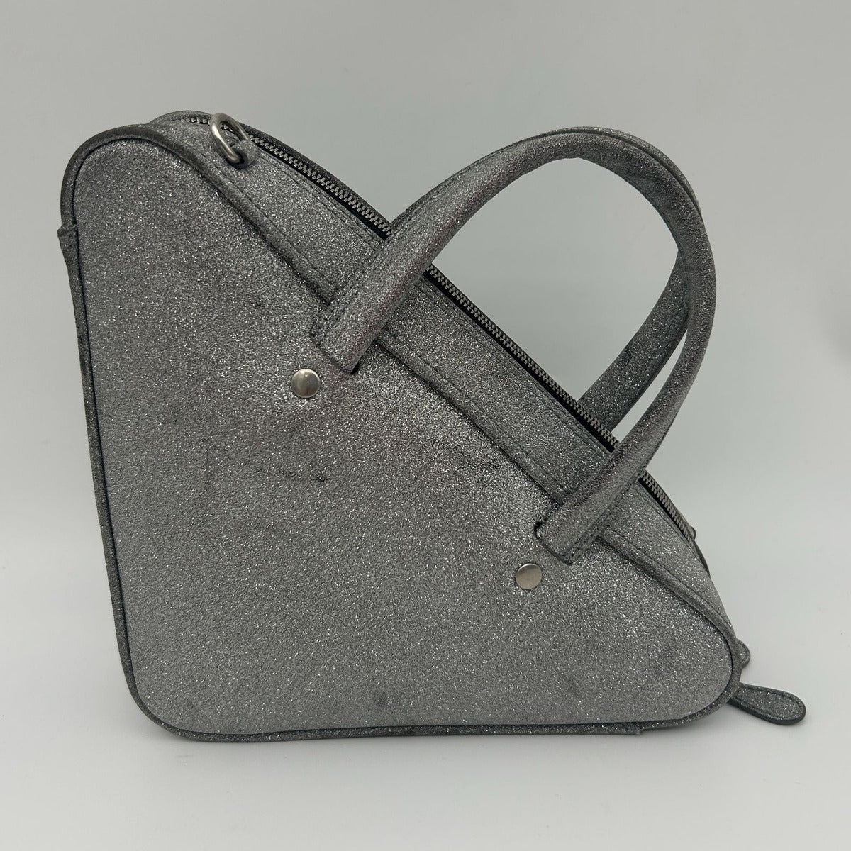 Balenciaga Silver Glitter Shoulder Bag Triangle — view 5