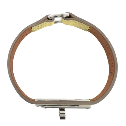Hermes Micro Kelly Leather Yellow Bracelet Silver — view 2