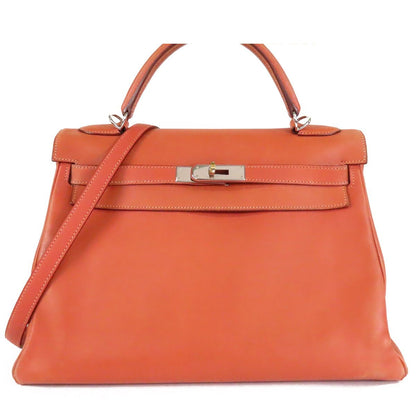 Hermes Kelly 32 Rosie Silver Swift Retourne 2-Way Shoulder Bag