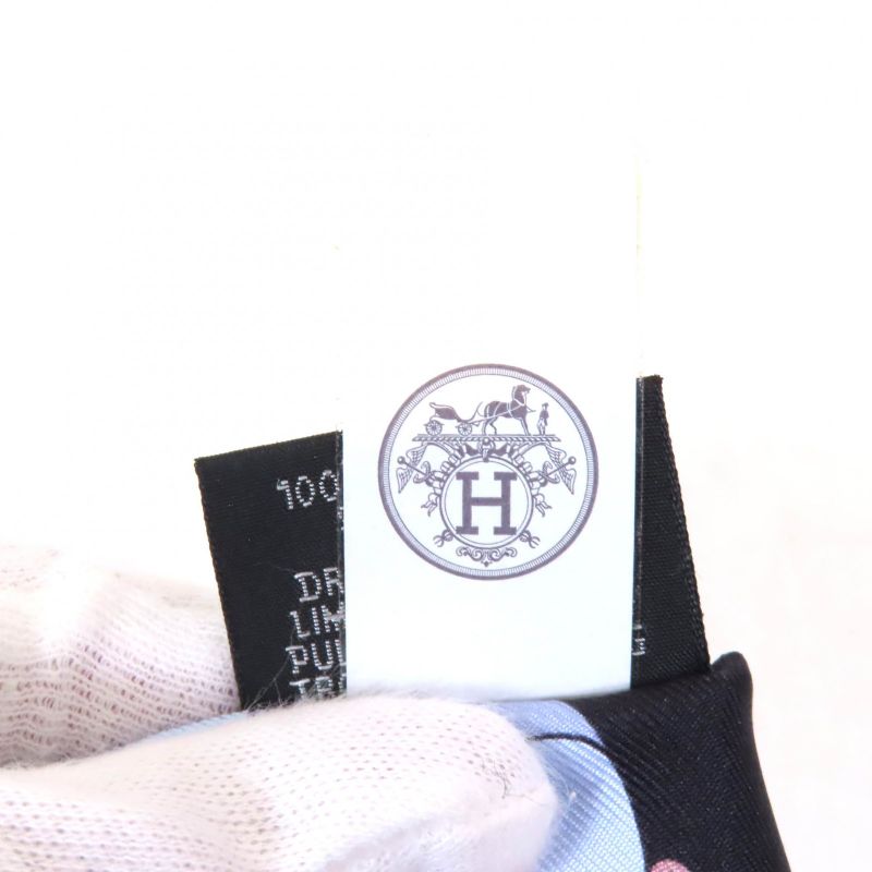 Hermes Carres Volants Flying Carré 100% Silk Noir/ciel/multicol Twilly Scarf
