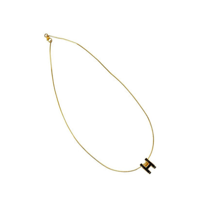 Hermes Pop Motif Necklace Pendant Choker Gold Black — view 4