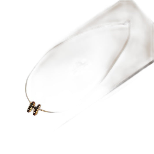 Hermes Pop Motif Necklace Pendant Choker Gold Black