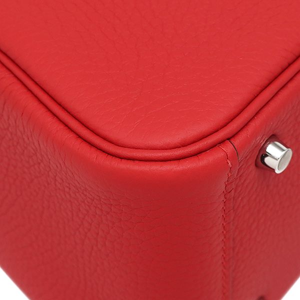 Hermes Shoulder Bag Lindy Mini 20 Taurillon Clemence Vermilion Silver Hardware
