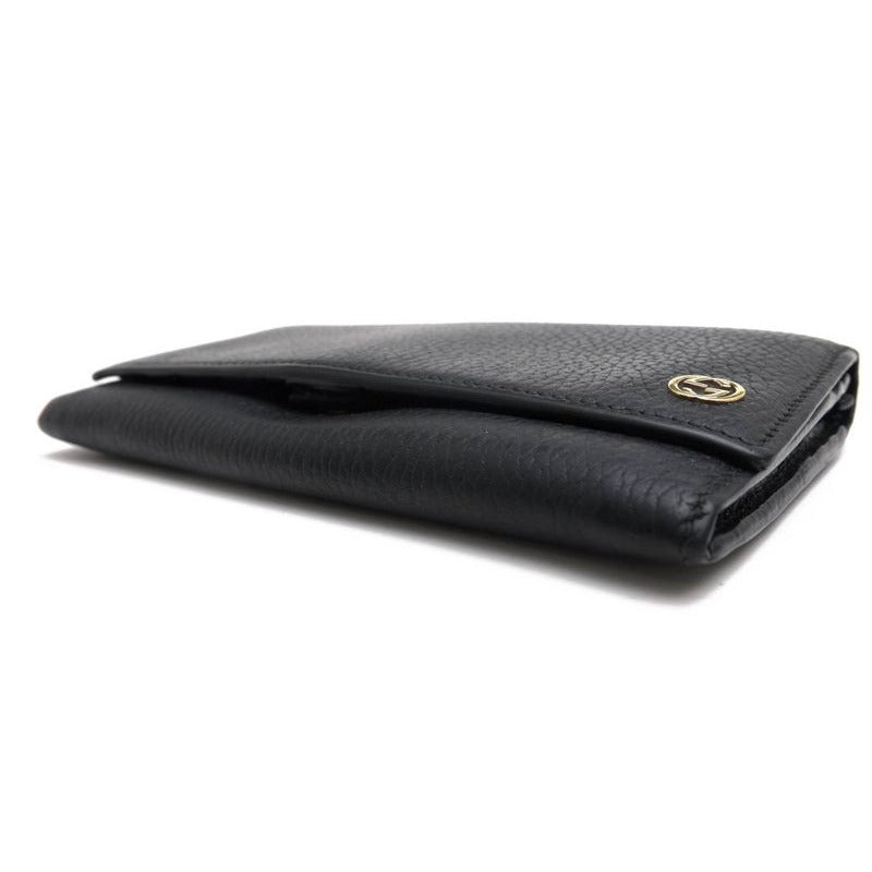 Gucci Long Wallet Women Leather Black Interlocking Continental — view 3