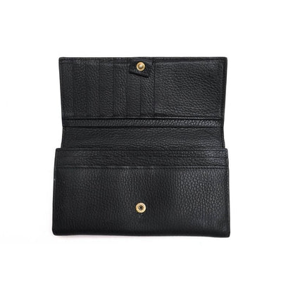 Gucci Long Wallet Women Leather Black Interlocking Continental — view 5
