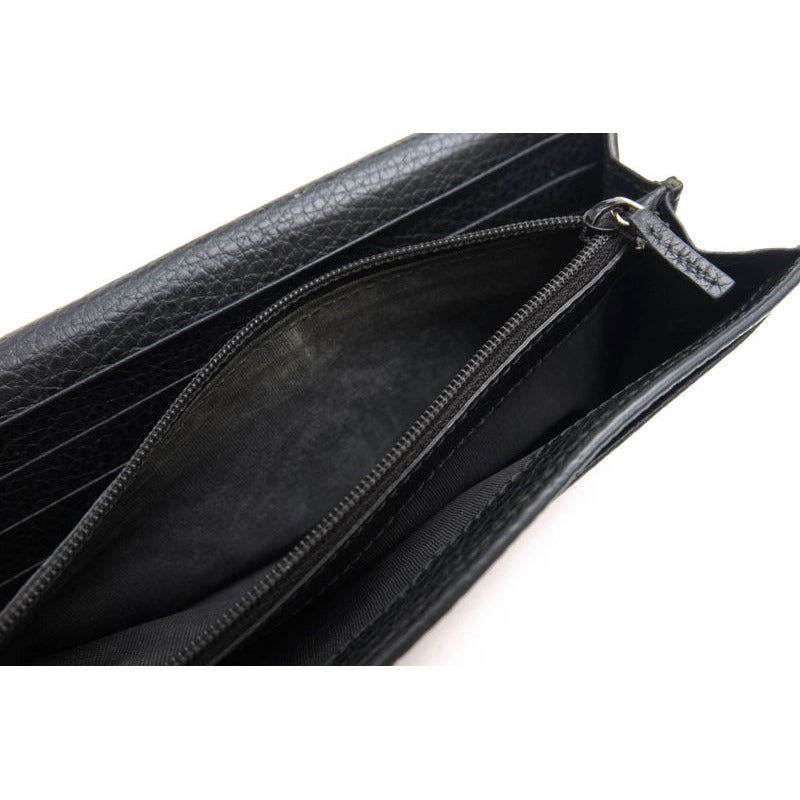 Gucci Long Wallet Women Leather Black Interlocking Continental — view 8