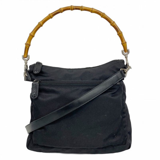 Gucci Handbag Bamboo 000 2058 0509 5 Nylon Black Silver Hardware 2way Bag Ladies