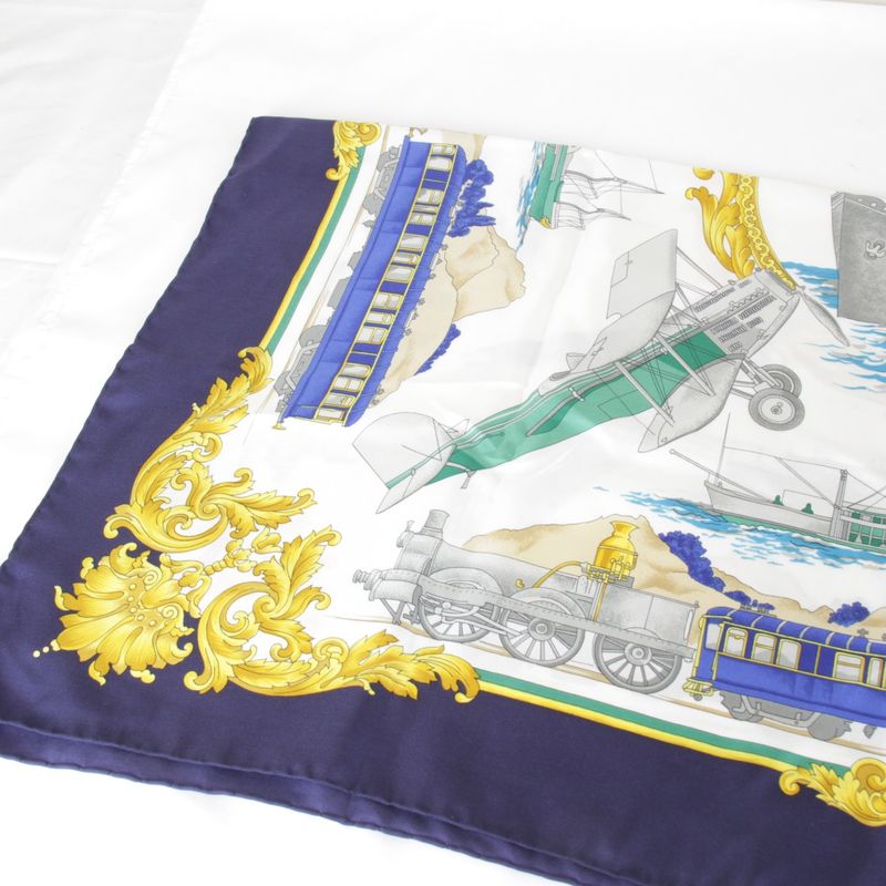 Celine Large Size 90 Blue Scarf Silk Women