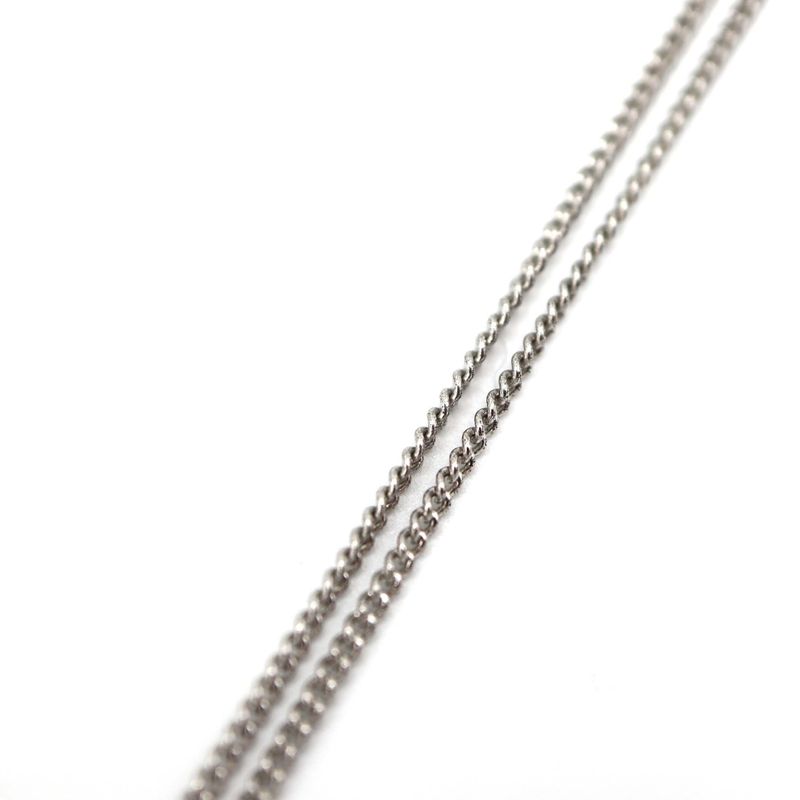 Christian DIOR Necklace Logo Necklace 4.9g Silver Color Accessories H2682