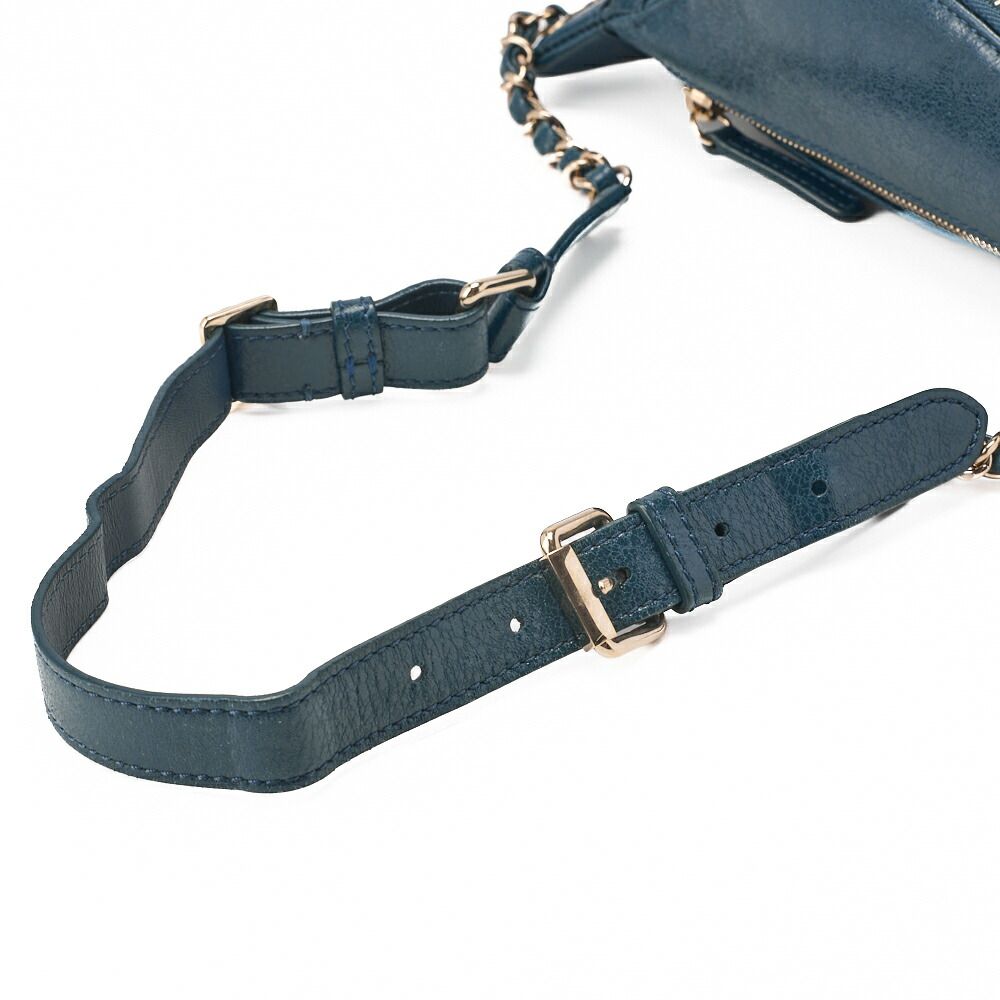 Chanel Waist Bag Matelasse Lambskin With Coco Charm Blue Gold Hardware Ladies