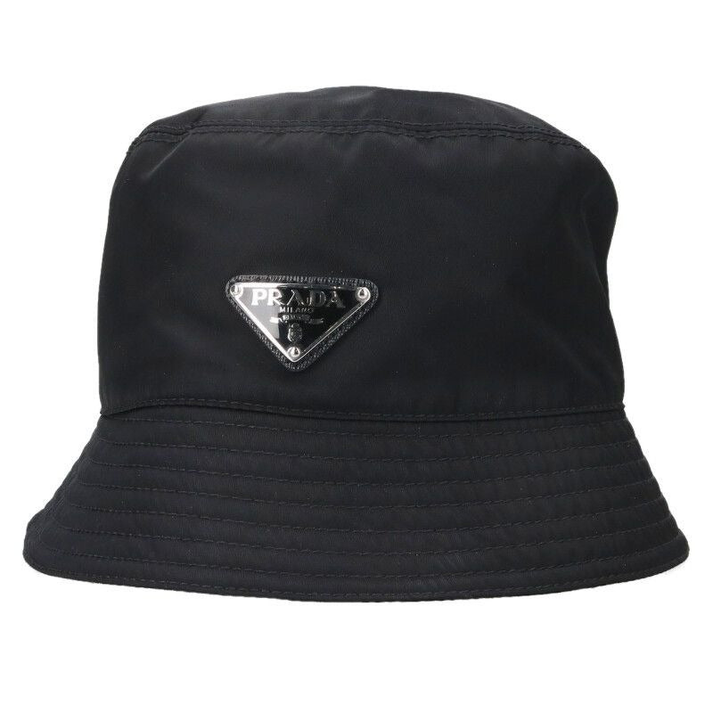 Prada Triangle Plate Cotton Bucket Hat