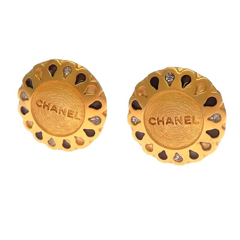 Chanel Quilted Gold-Tone Crystal Embellished