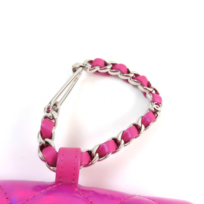 CHANEL Years Gift 2023 Coco Mark Hardware Attached Matelasse Enamel Pouch Neon