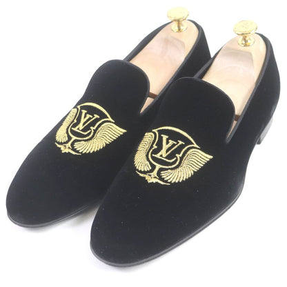 Louis Vuitton Hauteuil Line LV Logo Gold Embroidery Velvet Opera Shoes Loafers