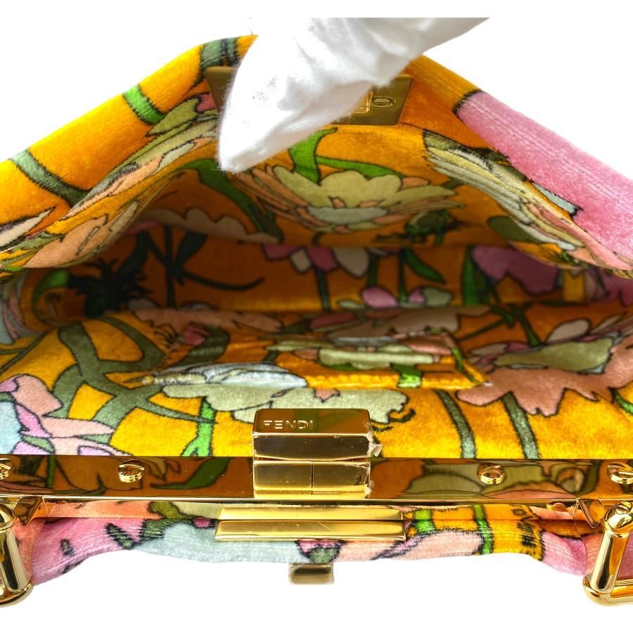 Fendi Peekaboo Iconic Velour Orange Yellow Shoulder Bag Handbag With
