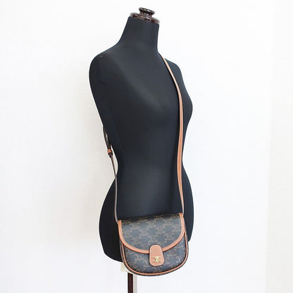 Celine Mini Bouzas Shoulder Bag Triomphe Brown Gold Hardware Leather