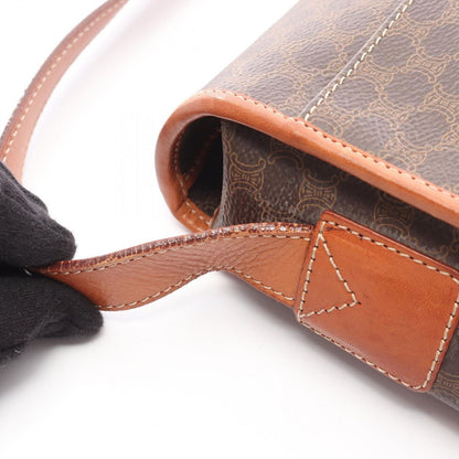 Celine Shoulder Bag Macadam Dark Brown Canvas Leather — view 11