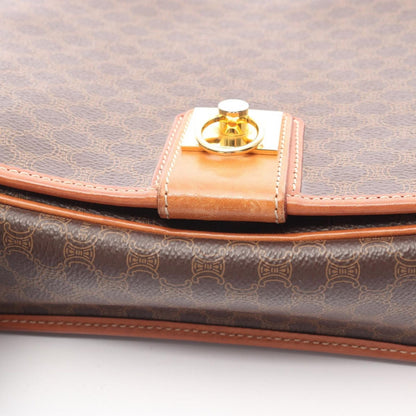 Celine Shoulder Bag Macadam Dark Brown Canvas Leather — view 13