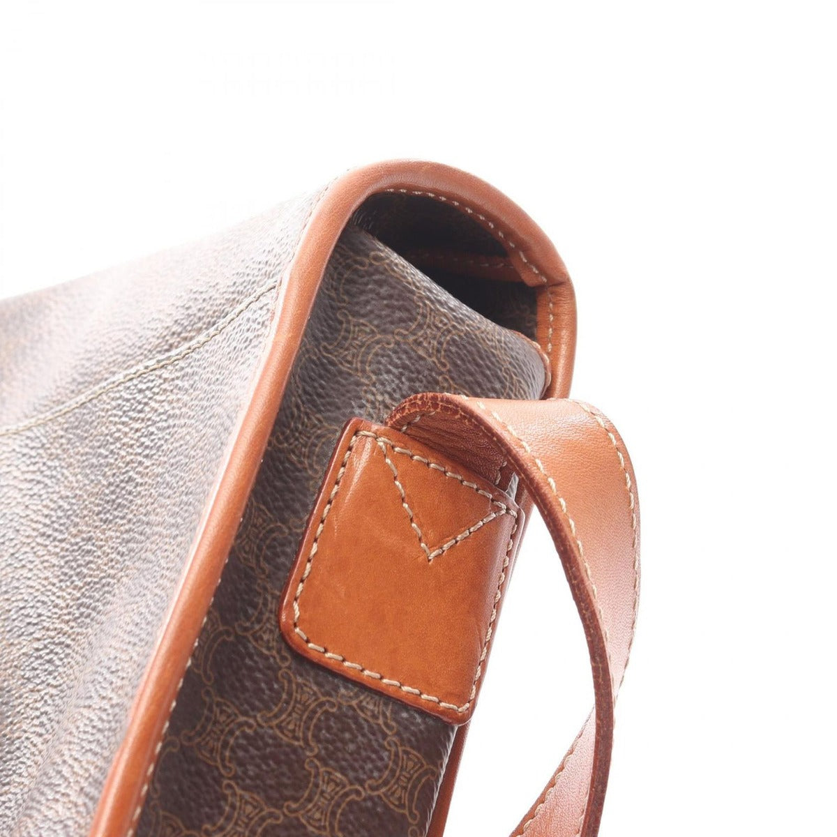 Celine Shoulder Bag Macadam Dark Brown Canvas Leather — view 15
