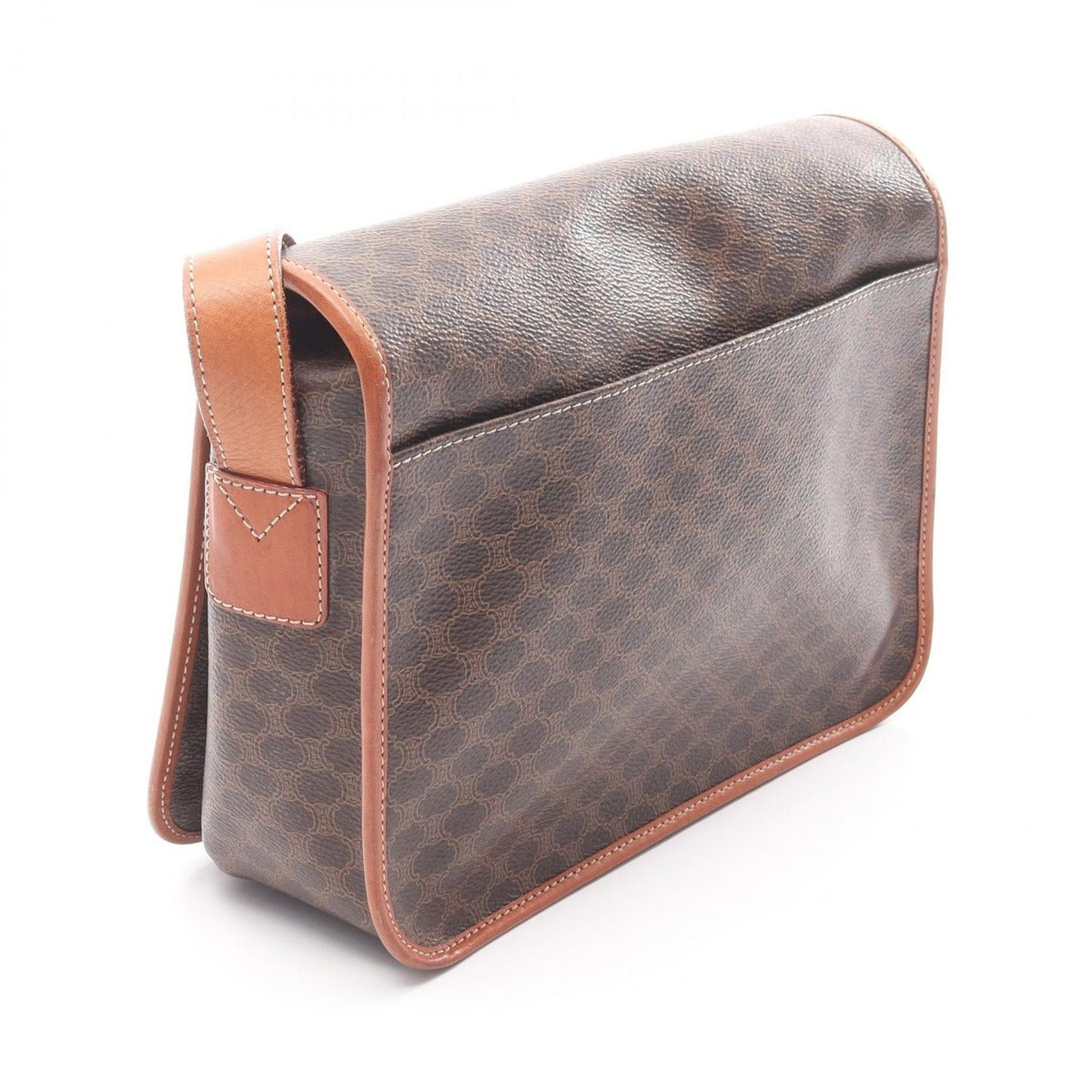 Celine Shoulder Bag Macadam Dark Brown Canvas Leather — view 2
