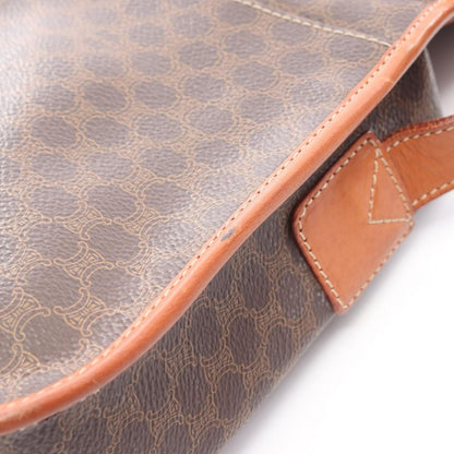 Celine Shoulder Bag Macadam Dark Brown Canvas Leather — view 10