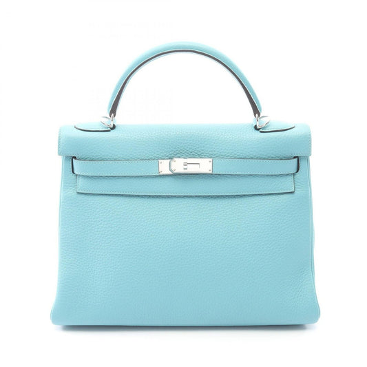 Hermes Handbag Kelly 32 Blue Atoll Leather