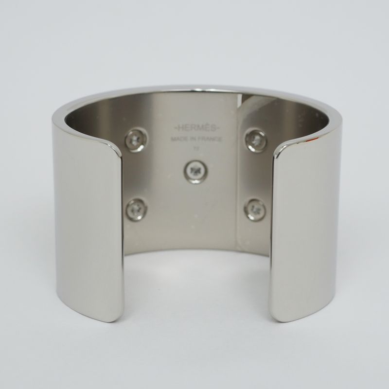 Hermes Corriedo Chien Medle Gaine Size T2 Black Silver Bracelet Bangle