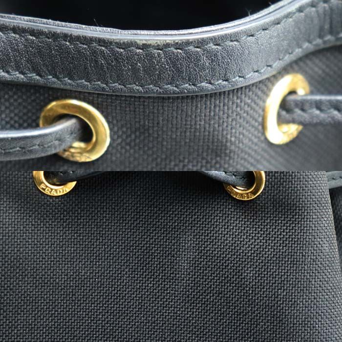 Prada Logo Jacquard Ribbon 2way Shoulder Bag Black 1bh038 Ladies Preowned