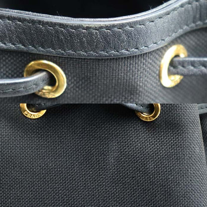 Prada Logo Jacquard Ribbon 2way Shoulder Bag Black 1bh038 Ladies Preowned
