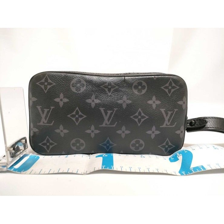 Louis Vuitton Clutch Monogram Eclipse Pochette Volga Black Gray Leather — view 2
