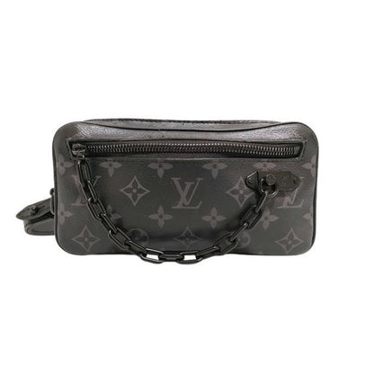 Louis Vuitton Clutch Monogram Eclipse Pochette Volga Black Gray Leather