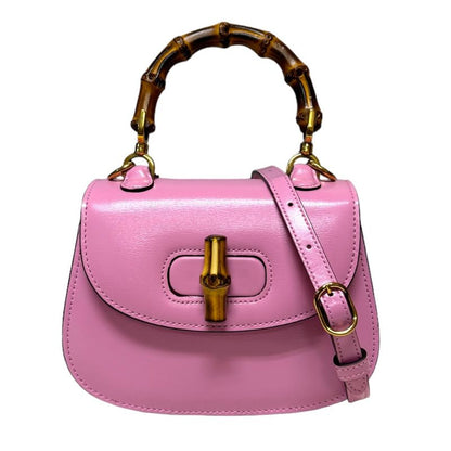 Gucci Mini Top Handle Bag Bamboo Shoulder Bag Leather 686864 Pink Ladies Gucci
