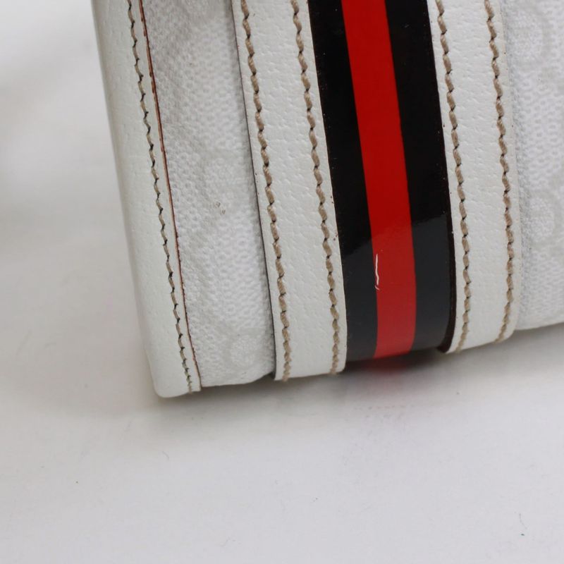 Gucci Sherry Line Waist Bag Leather X PVC White Body Bag Gold 152597