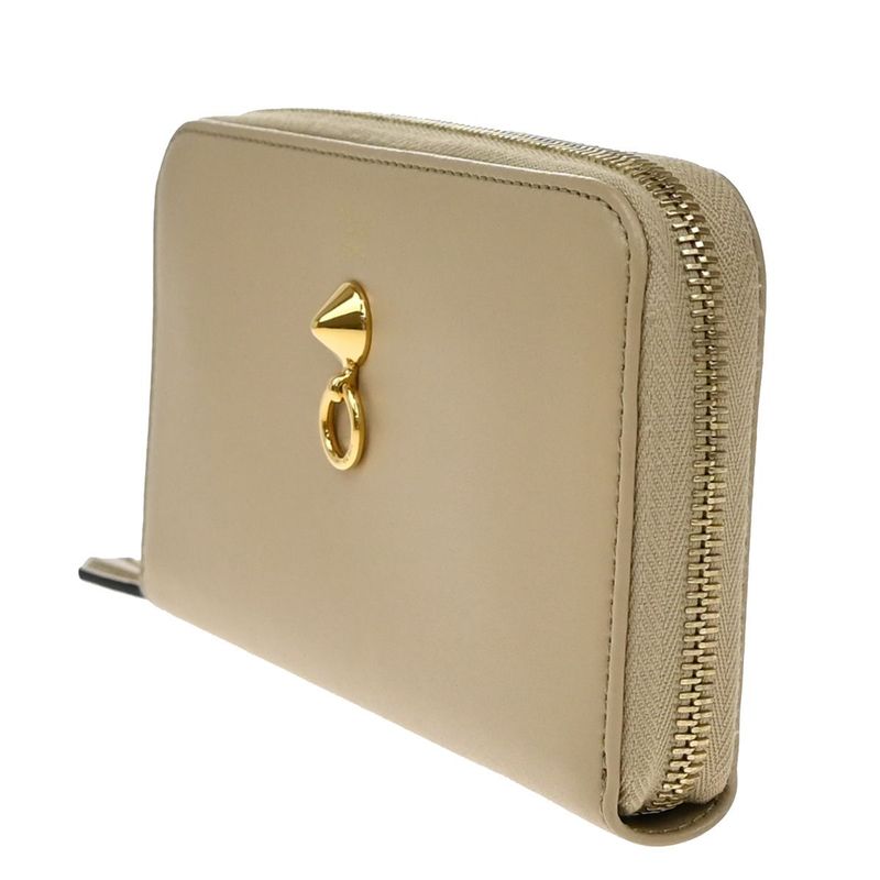 Fendi Long Wallet Round Zipper Wallet Beige 30ka959
