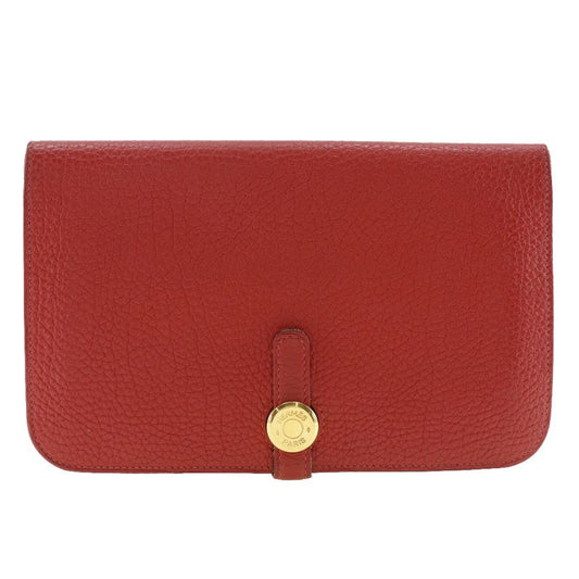 Hermes Dogon Togo Red/gold Hardware □P Ladies Long Wallet