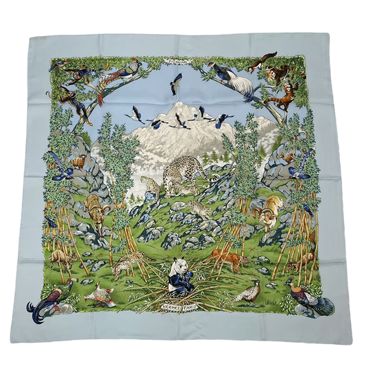 Hermes Carre 90 Scarf Sichuan Blue