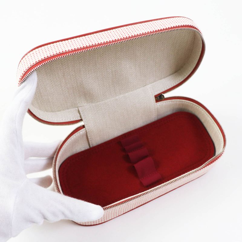 Hermes Escal Cognac Silver Hardware Cosmetic Pouch With Box Made In France