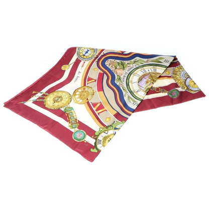 Hermes Carre 90 Time Spent Among Flowers Silk Scarf Wine Red Ivory