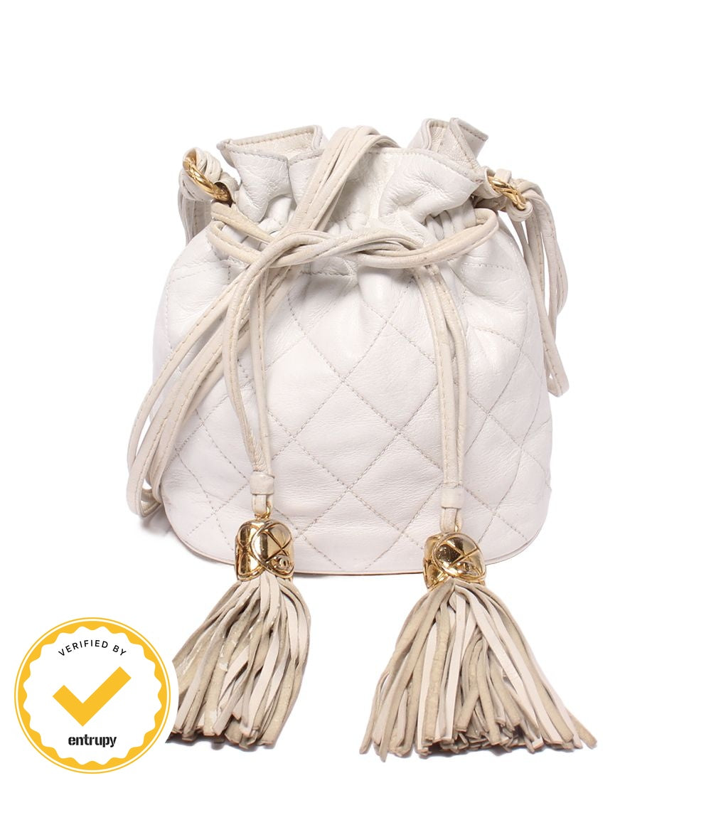 Chanel Shoulder Bag Crossbody Gold Drawstring Quilted
