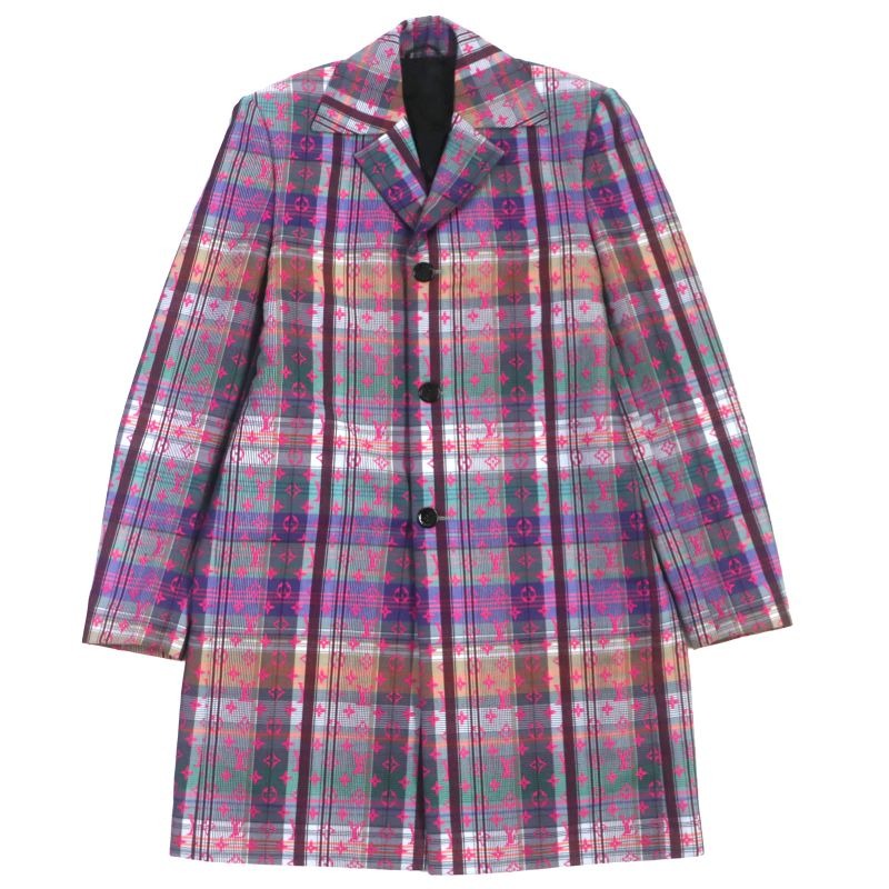Louis Vuitton 2021 Madras Check Monogram Logo Chester Coat Pink Multi 48