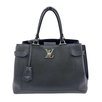 Louis Vuitton Lockme Leather Black Handbag Silver