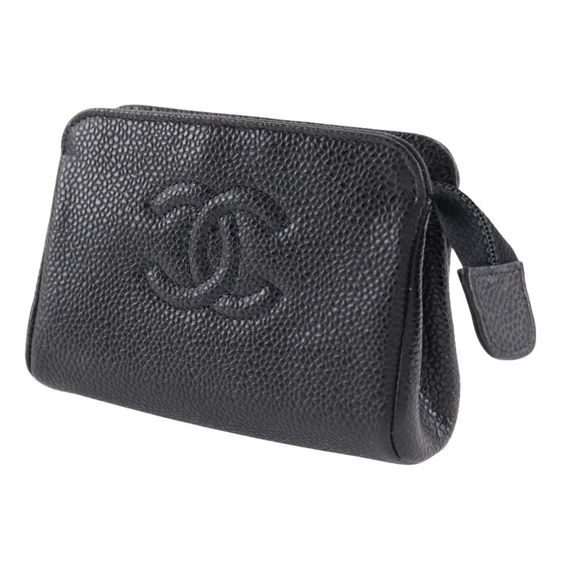 Chanel Coco Mark A13500 Caviar Skin Black Ladies Pouch