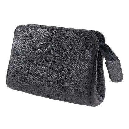 Chanel Coco Mark A13500 Caviar Skin Black Ladies Pouch