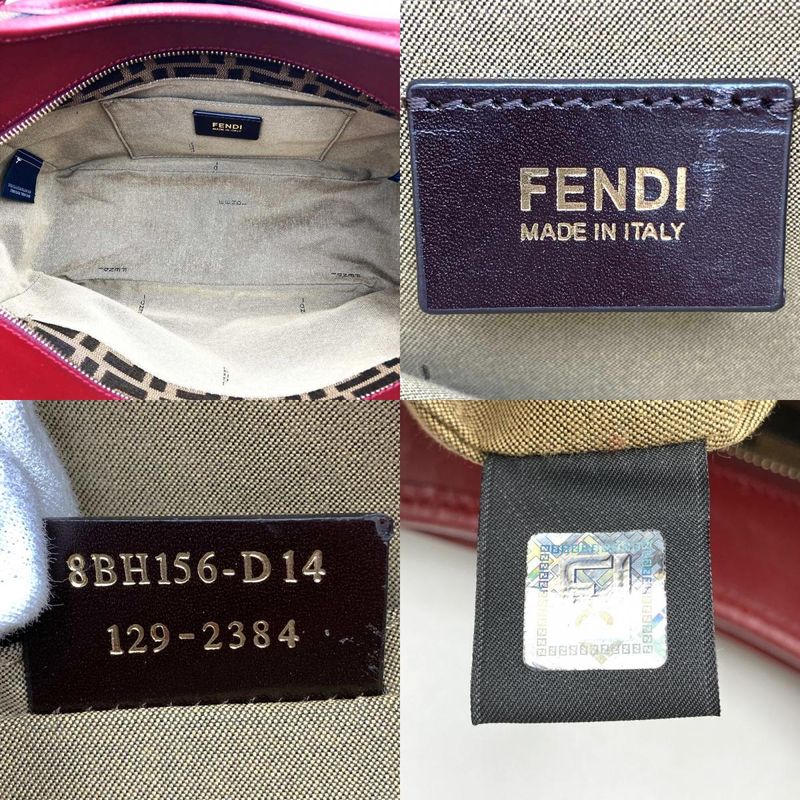 Fendi 8bh156 Handbag Tote Bag Canvas Brown Red Women