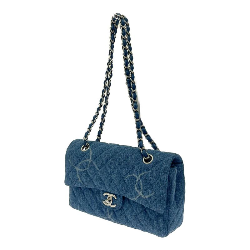 Chanel Matelasse Denim Coco Mark Print Chain Shoulder Bag Blue 465913 Shoulder
