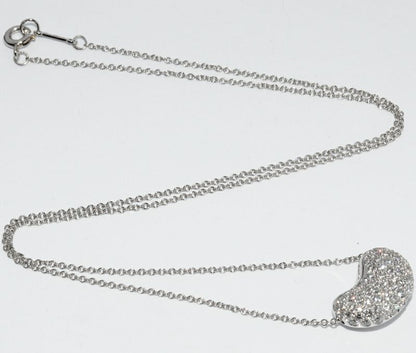 Tiffany & Co Pendant Necklace Pt950 Pave Diamond Elsa Peretti Beans Pendant