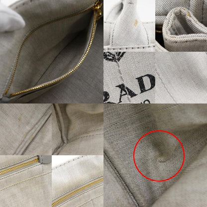 Prada Canapa Triangle Logo Plate 1bg439 Denim Light Gray Women's Handbag